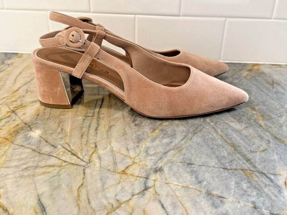 Donald Pliner Rosette Suede Slingback Heel Memory Foam Leather Insole Size 9.5 M - Picture 3 of 13